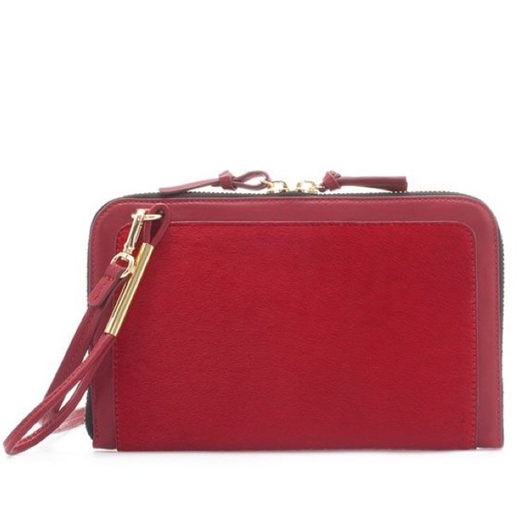 Red Leather and Calf-Hair Clutch/Crossbody - Picture 6 of 8